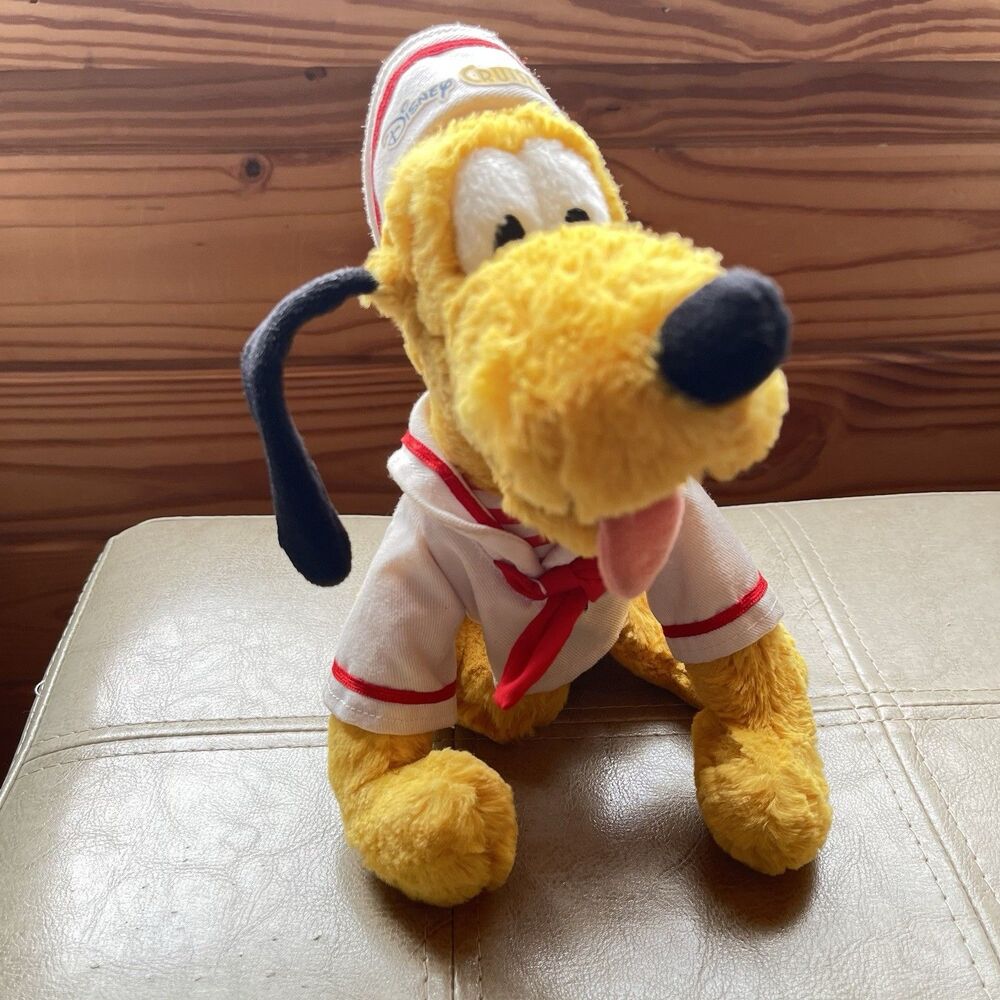 Disney Cruise Line Pluto Plush Sailor Hat Stuffed Dog Toy Yellow